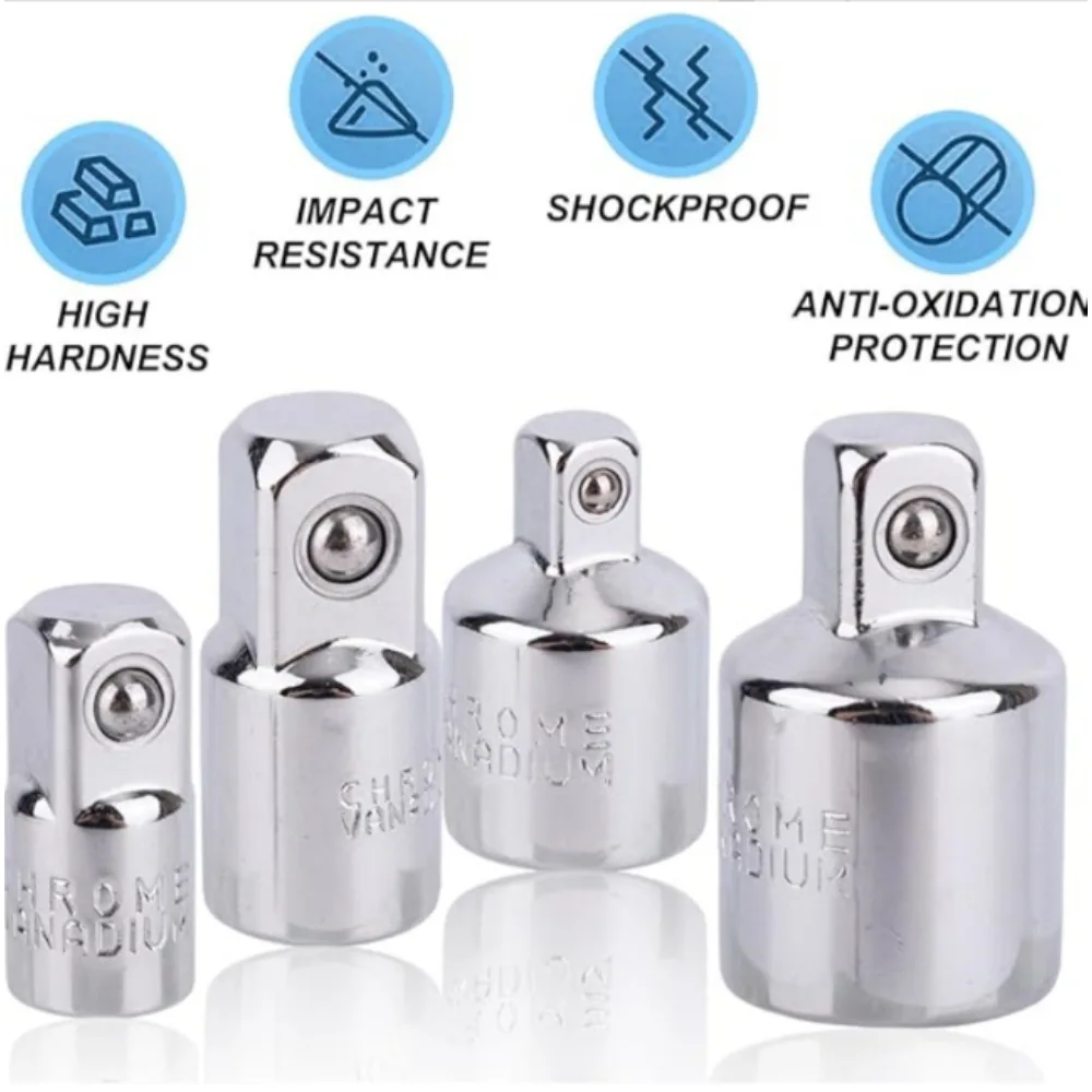 4PCS 1/2 3/8 1/4 inch Impact Socket Adapter Reducer Set Use Wrenches Drills in Auto and Impact Driver Construction Work