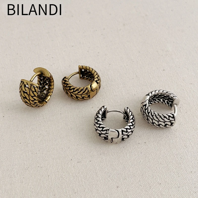 Bilandi Modern Jewelry Sweet Korean Temperament Metal Geometric Hoop Earrings For Women Party Gifts Simply Design Accessories