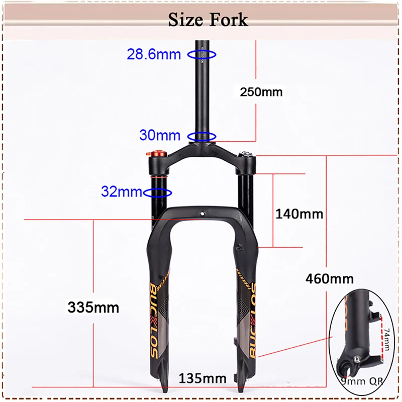 BUCKLOS 20*4.0 Ebike Suspension Fork Travel 140mm Aluminum Alloy Snow Fat Bike Fork E-bike Air Suspension Fork Bicycle Parts