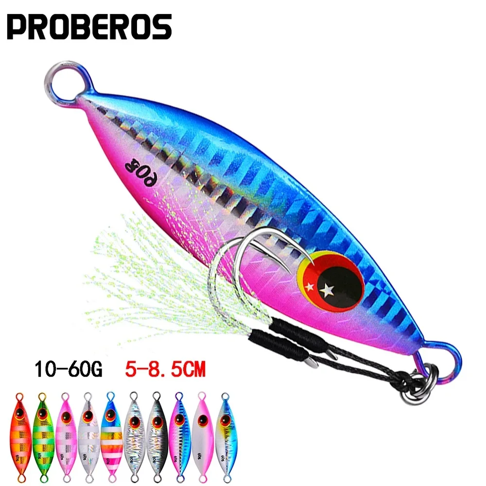 1PCS Metal Slow Jig Spoon Lure 10g-20g-30g-40g-60g Artificial Bait Hard Bass Pike Shore Slow Casting Jigging Fishing Lure