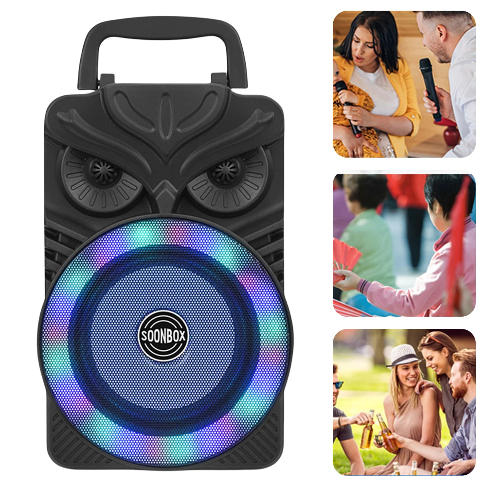 HiFi Bluetooth-Compatible Speaker FM Radio Aux Outdoor Portable Music Player RGB Light 1200mAh HIFI Loudspeaker Portable Speaker