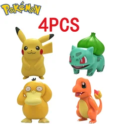 4Pcs Pokemon Pikachu Anime Figure Toys PVC Cake Car Decoration Ornaments  Action Figure For Children Birthday Christmas Gifts