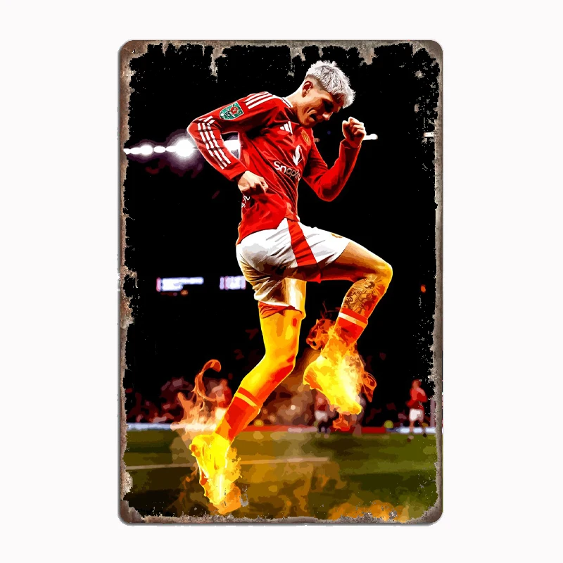 

Alejandro Garnacho Football Player Retro Metal Poster Sign Club Mural Wall Art Plaque Tin Sign Room Decoration Home Decor