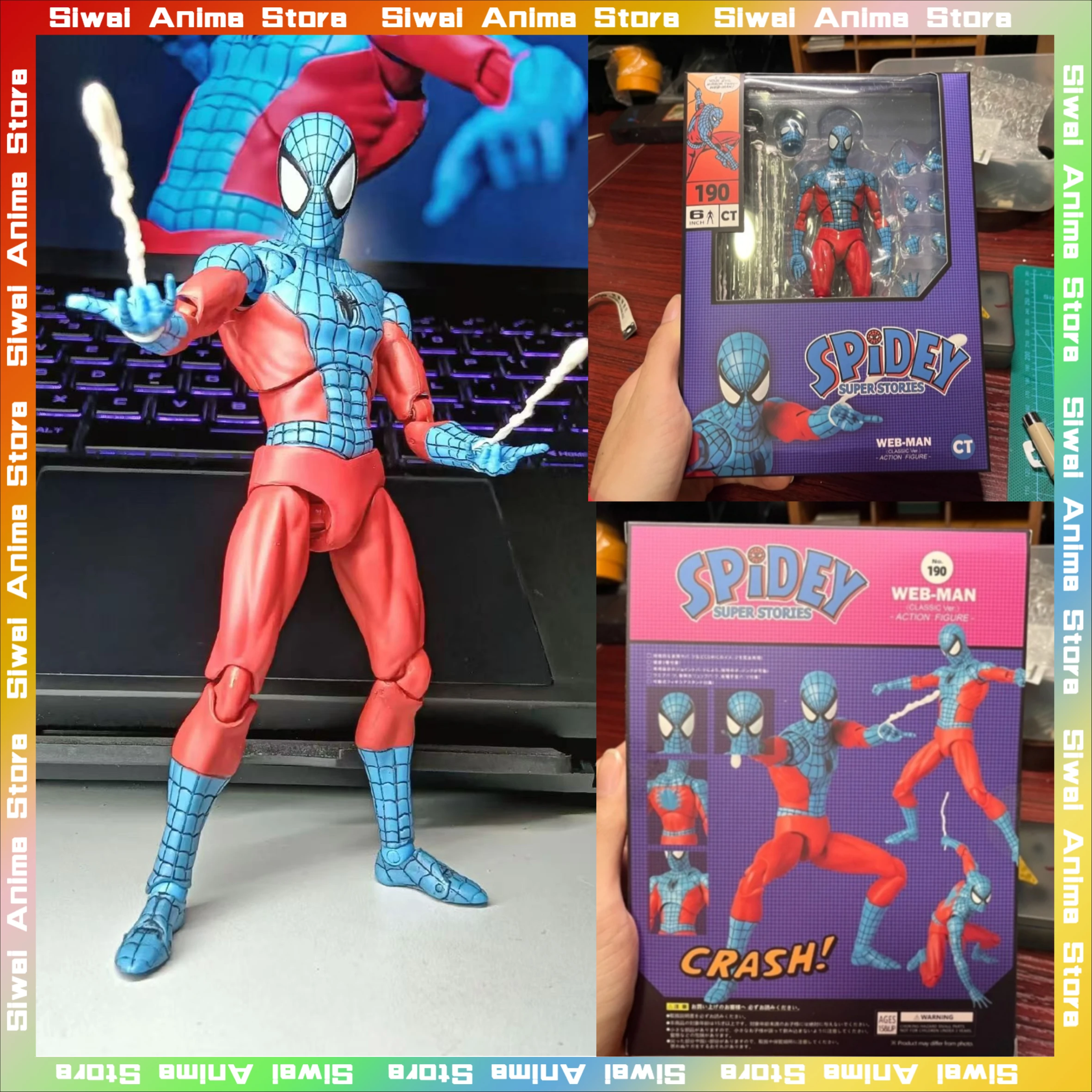 

Ct Toys Spiderman Mafex 190 Cobweb Man Anime Action Figure Figurine Toys Collection Model Toy Desk Ornament Kids Birthday Gift