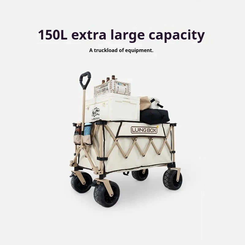 LUINGBOX Camping Cart 600D Oxford พับ Heavy Duty Utility Wagon ขนาดใหญ่ความจุสําหรับปิกนิกกลางแจ้งเดินป่าและท่องเที่ยว