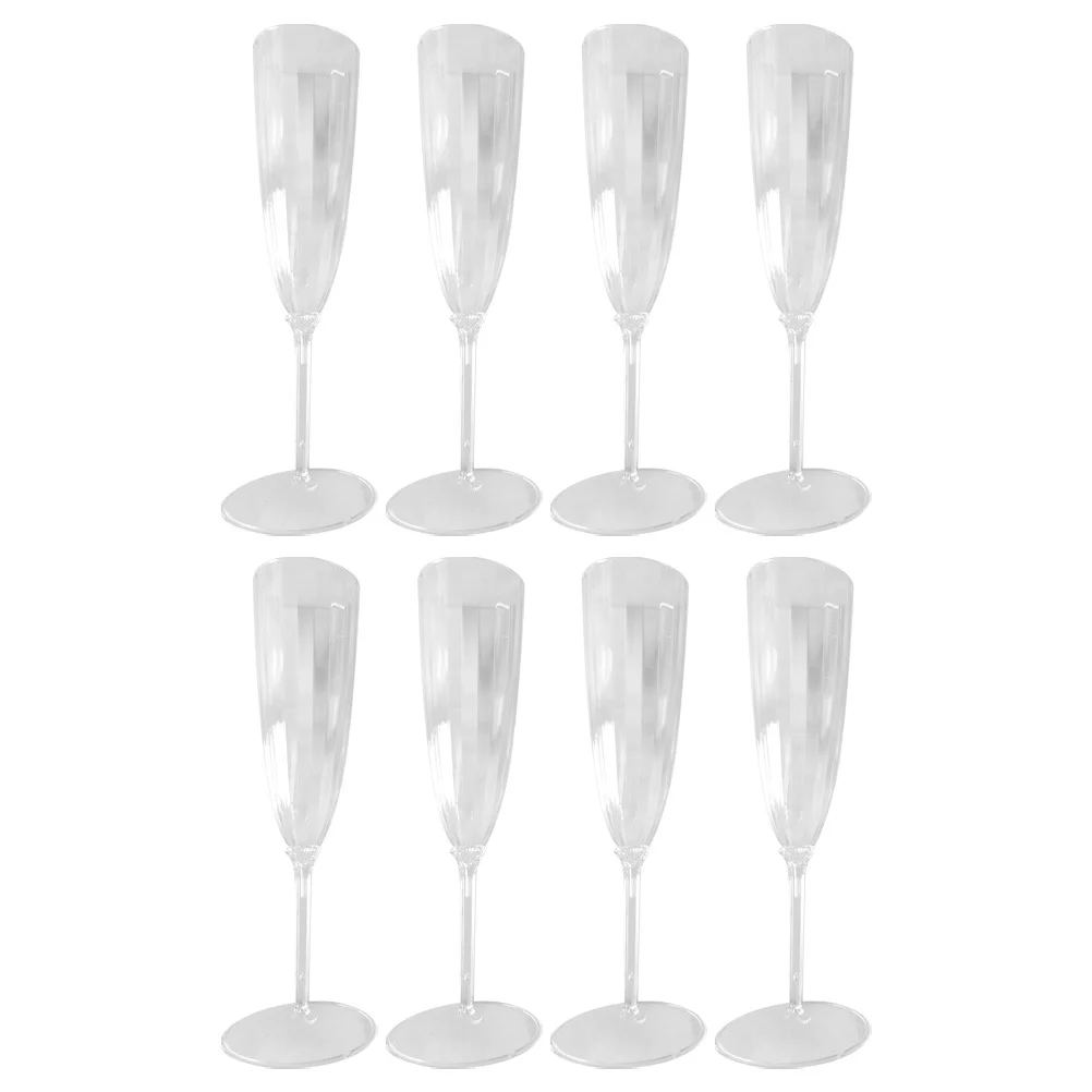 

8Pcs Disposable Plastic Flutes 180Ml Unbreakable Glasses for Events Strong Wear-Resistant Party Dessert Fruit Serving