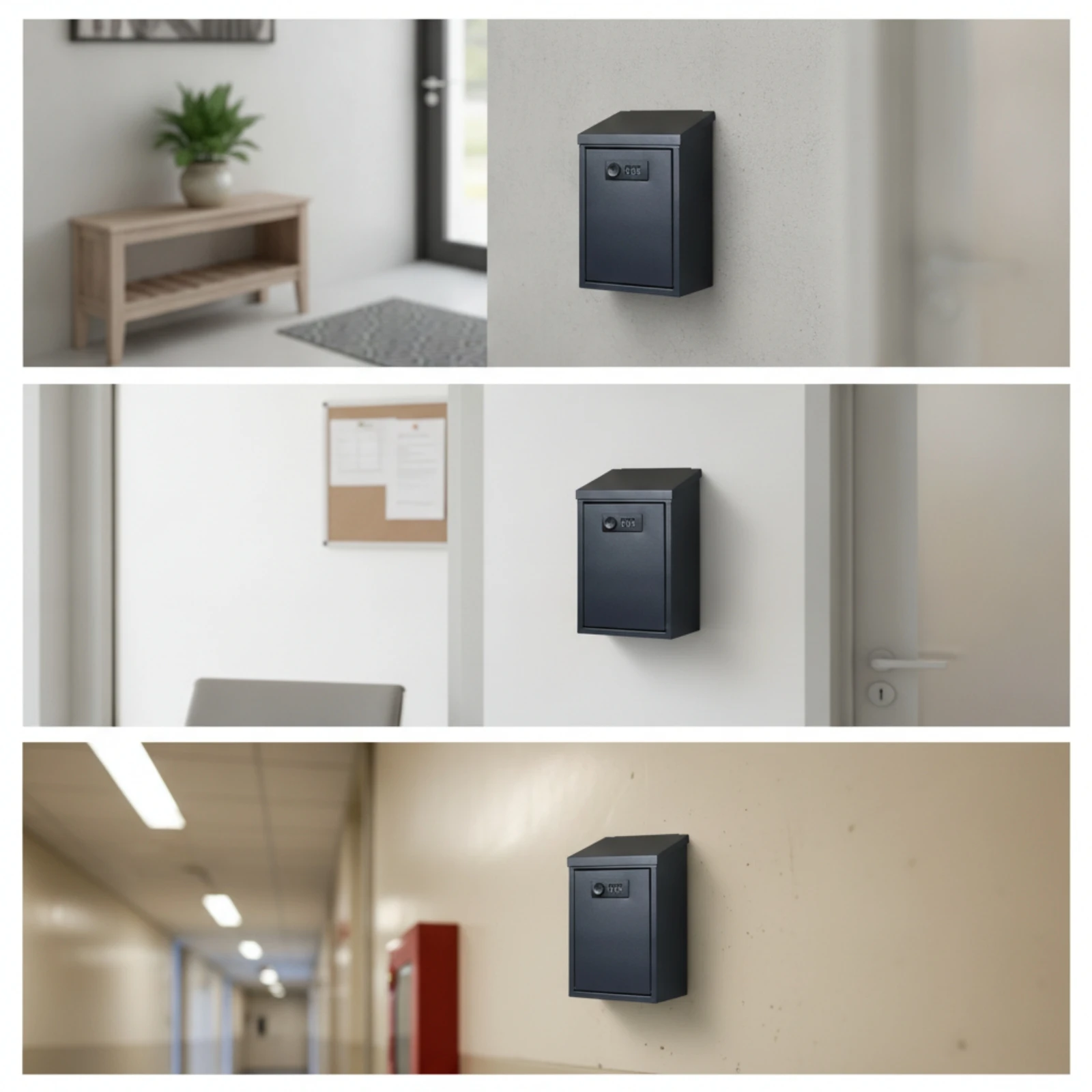 Mailbox with Combination Lock Compact Wall Mailbox Letterbox Metal Mail Box Secure for Entryways, Apartments