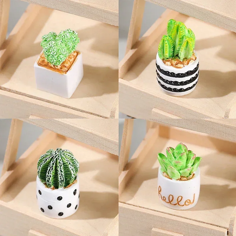 Mini maceta de resina para casa de muñecas, florero en miniatura, simulación de planta en maceta, Micro adorno, muebles para casa de muñecas,