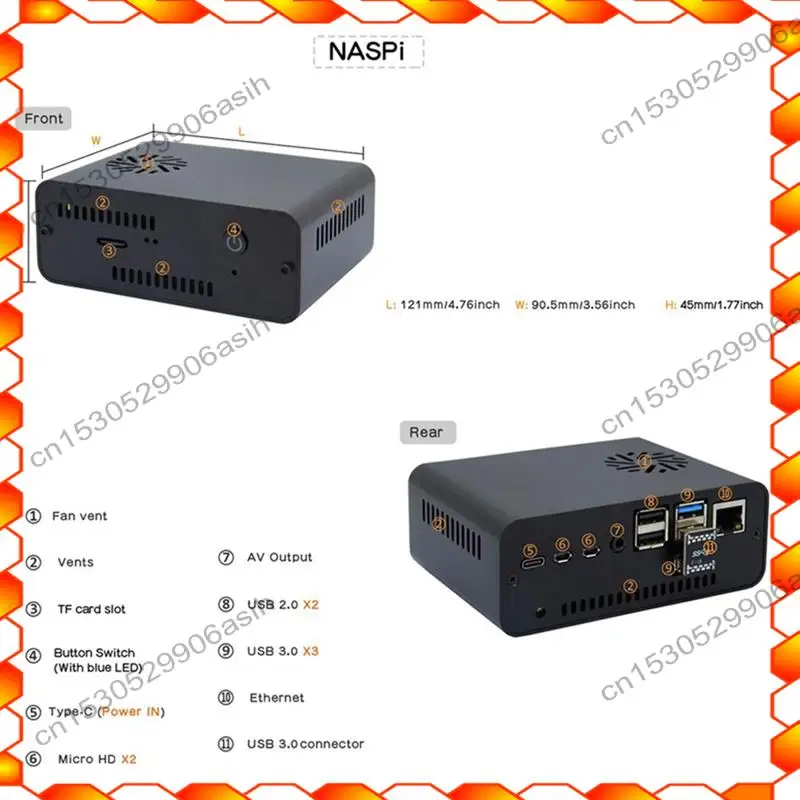 -AT52 Naspi Kit + حافظة معدنية + لوحة توسيع X823 + لوحة X-C1 + مروحة PWM لخادم تخزين القرص الصلب SATA HDD/SSD