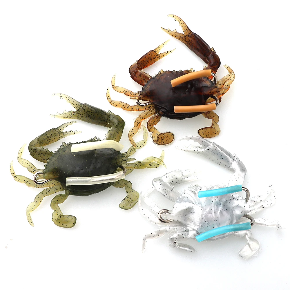 

T 6pcs Crab Lure 9cm 19g Soft PVC Crab Bait Simulation Soft Crab Fishing lures with Hook