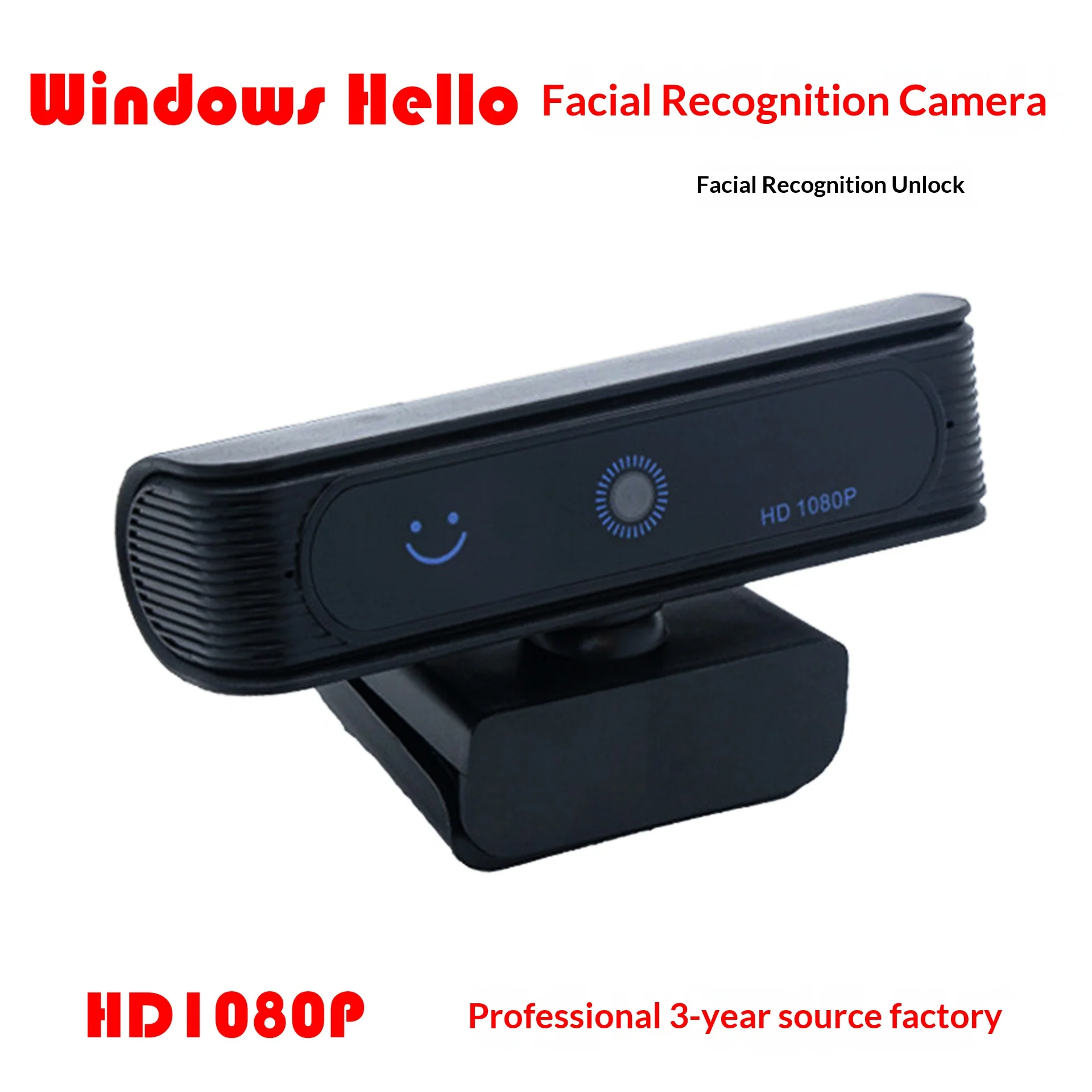 Windows Hello Face Recognition Webcam, 1080P USB IR Camera for Win11/10, Plug & Play, with Mic, Privacy Shutter, Monitor Moun
