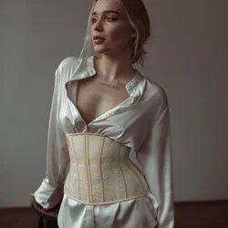 Strapless Lace-up Mesh Corset Women's Tummy Control Bustier Underbust Slim Waist Cincher Shapewear Bodyshaper Belt Sport Girdle