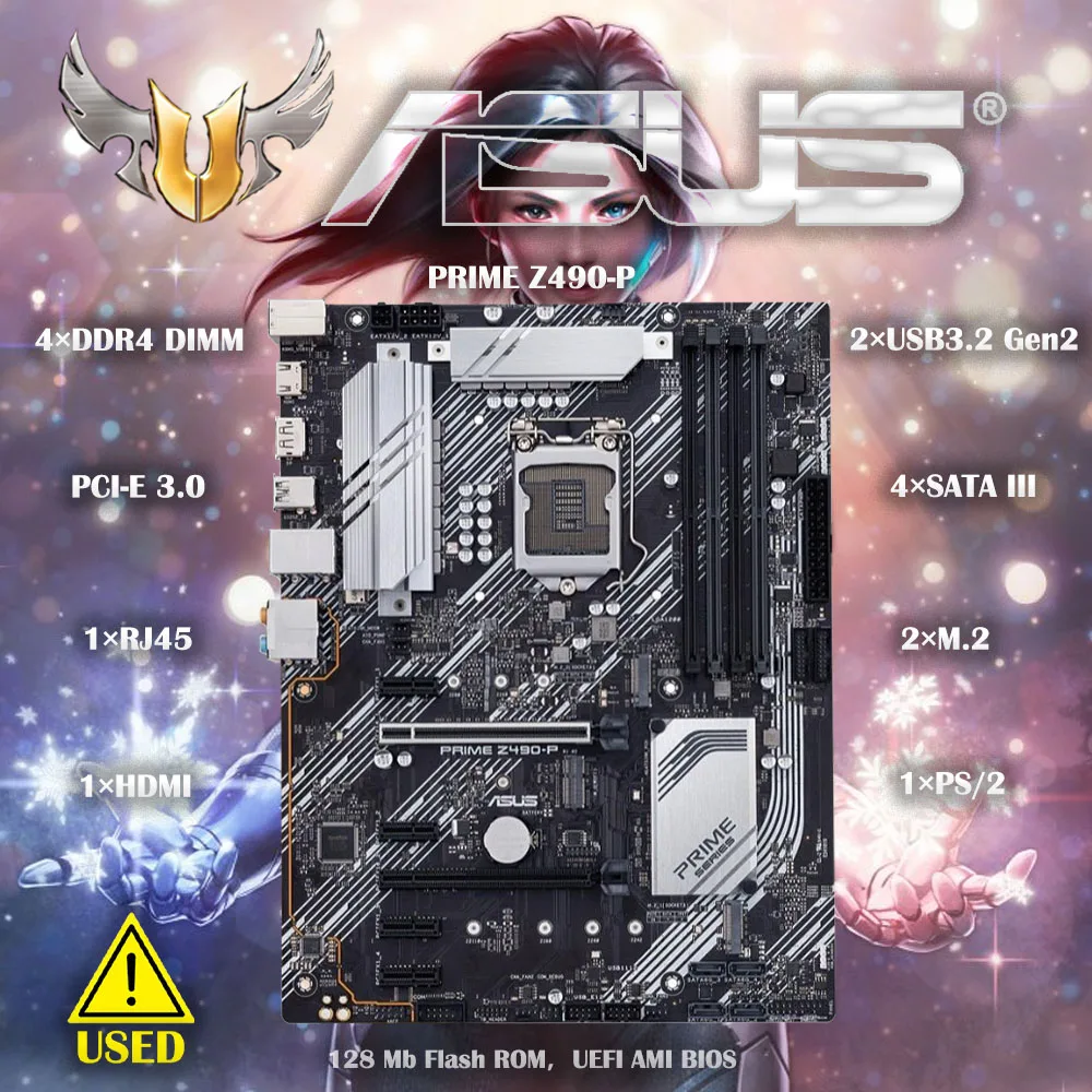 ASUS Z490-P LGA 1200 (For Intel® 10th Gen) ATX Motherboard (Dual M.2, DDR4 4600, 1 Gb Ethernet, USB 3.2 Gen 2 USB Type-A)