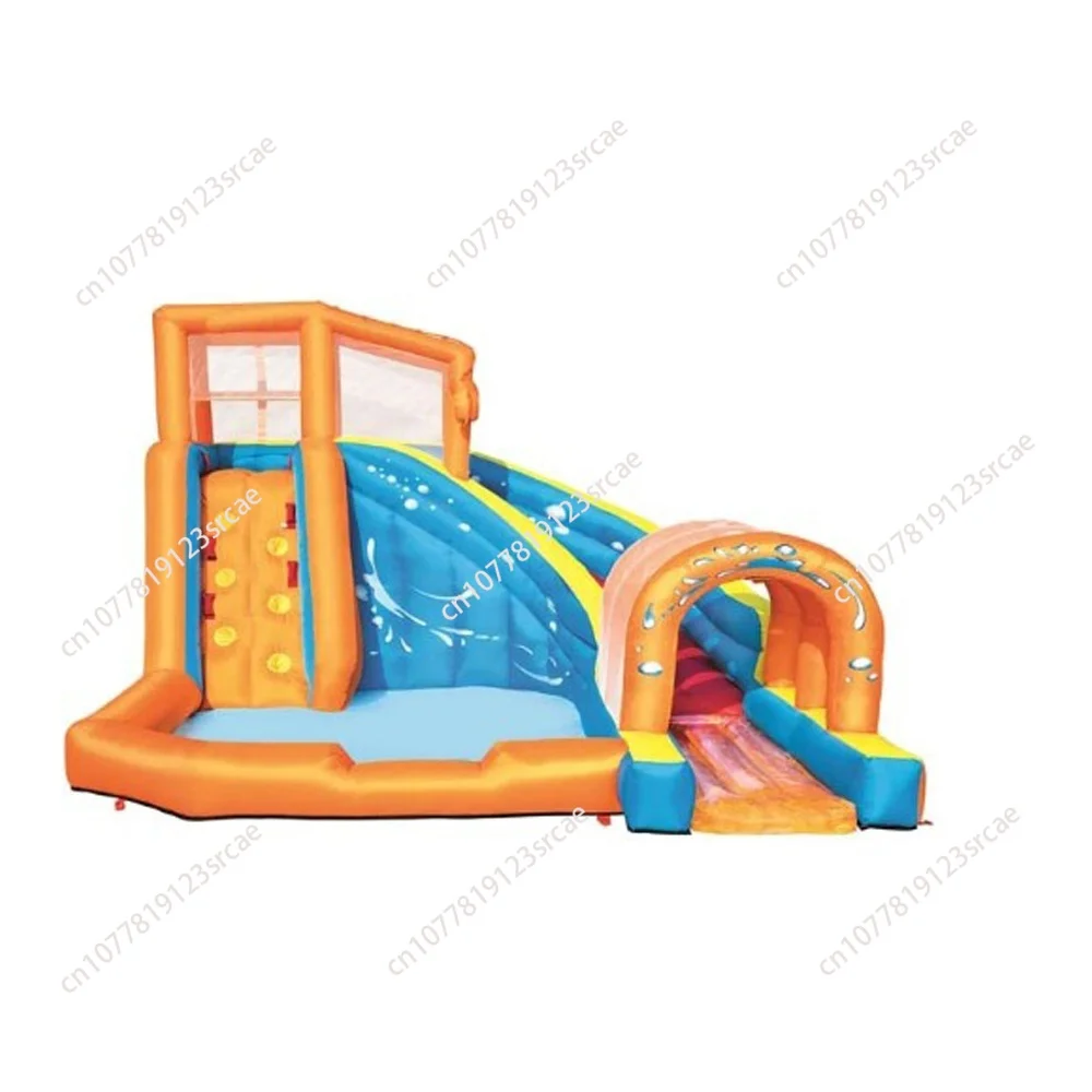 

53303 Mega Inflatable Water Park with Hurricane Tunnel, Slide & Swimming Pool, Outdoor PVC Water Play Castle