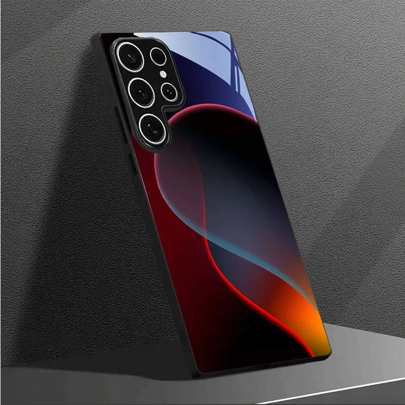 Gradient black tempered glass phone case suitable for Samsung Galaxy S26 S25 S24 S23 S22 S20 FE/Ultra/Plus anti drop back cover
