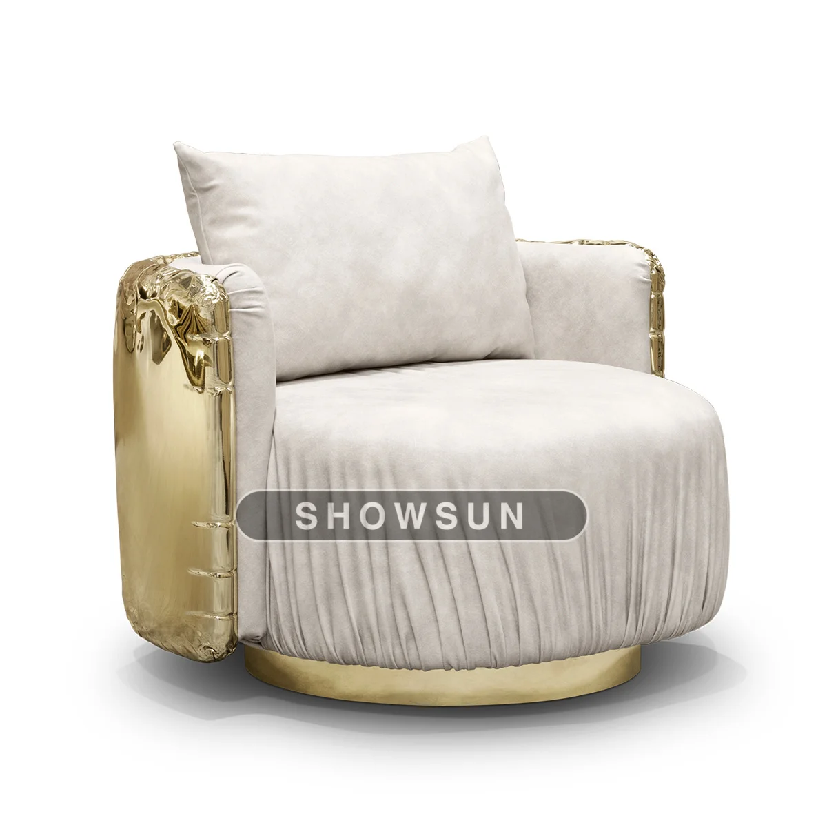 High Quality Custom Curved Wooden Hull Armchair Living Room Modern Furniture Fabric Sofa Chair