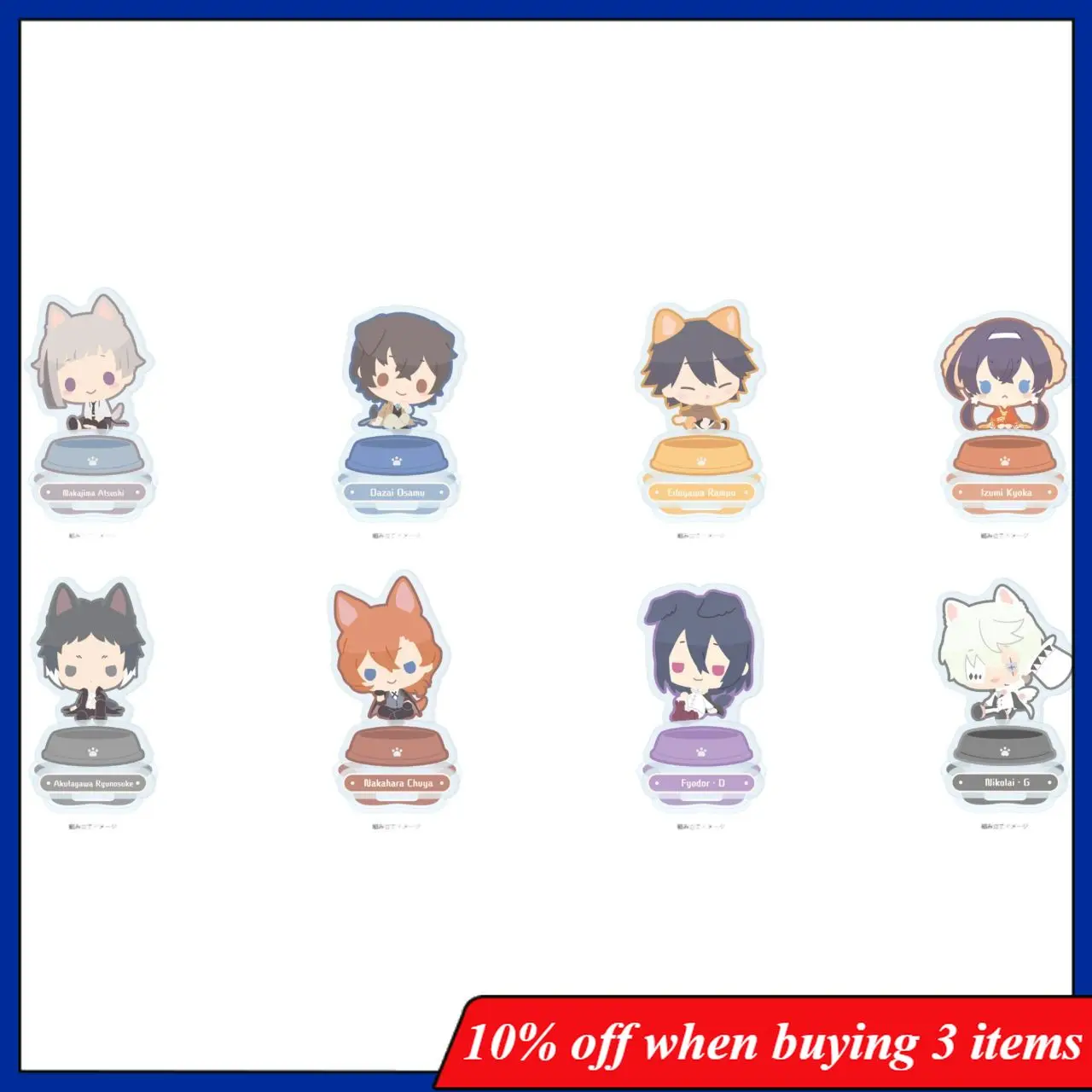 

BSD Acrylic Stand Cute Cat Ear Atsushi Nakajima Standee Desktop Ornament Osamu Dazai Acrylic Stand Ranpo Edogawa Ornamnets Toys