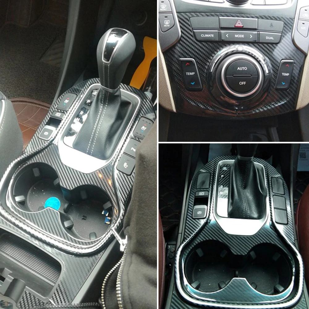 For Hyundai SantaFe IX45 2013-17 Interior Central Control Panel Door Handle Carbon Fiber Stickers Decals Car styling Accessorie