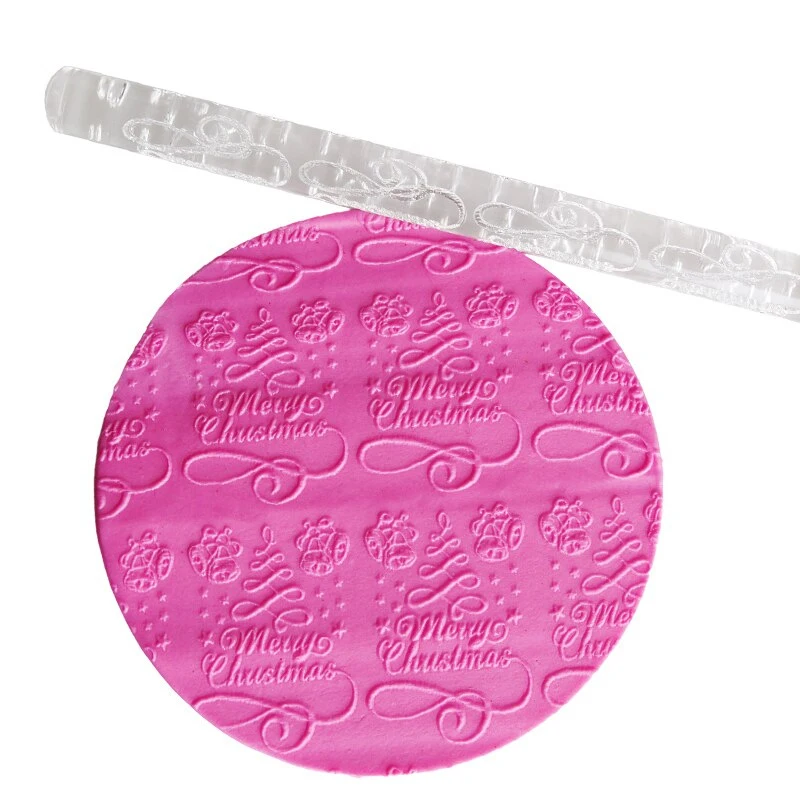 Handhold Embossed Rolling Pin With Christmas Pattern Multipurpose Acrylic Rolling Pin Practical Kitchen Baking Gadgets