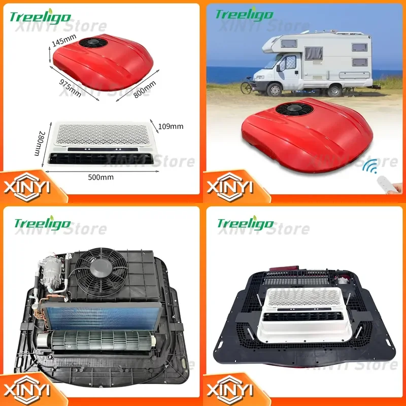 24V Bus Truck Van 12 Volt 12V Roof Top Motorhome Boat Air Conditioner for RV Caravan Camping Travel Mobile Cooling AC Unit
