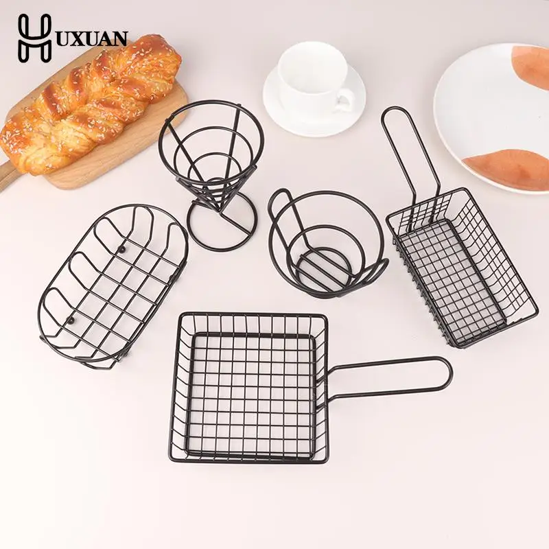 1pc Mini Französisch Friteusen Korb Netz Mesh Pommes Frites Chip Küchen werkzeug Edelstahl Friteuse nach Hause Pommes Frites Körbe