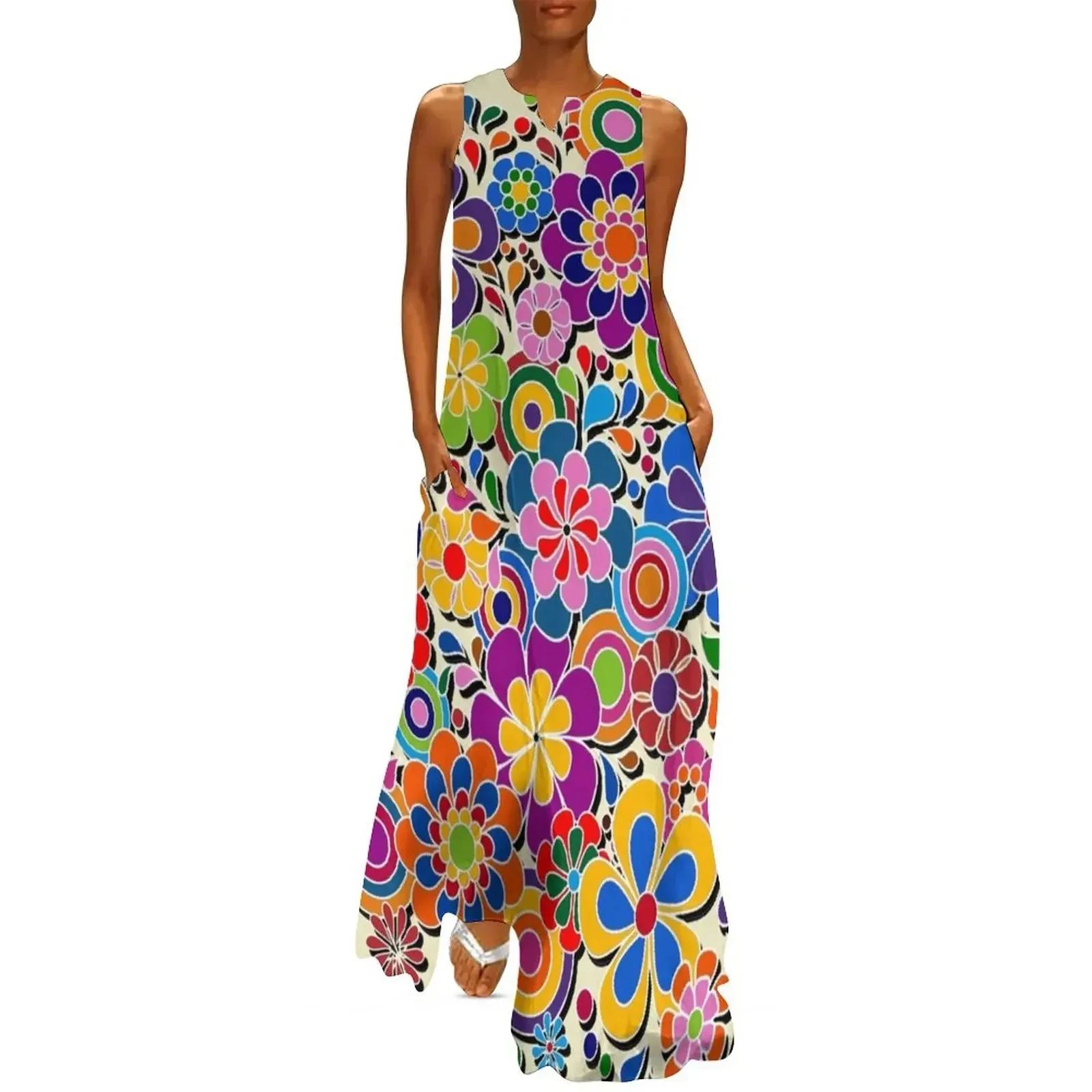 

Fantastic Colorful Floral Art Long Dress dress for women summer party dress women elegant luxury Woman's evening