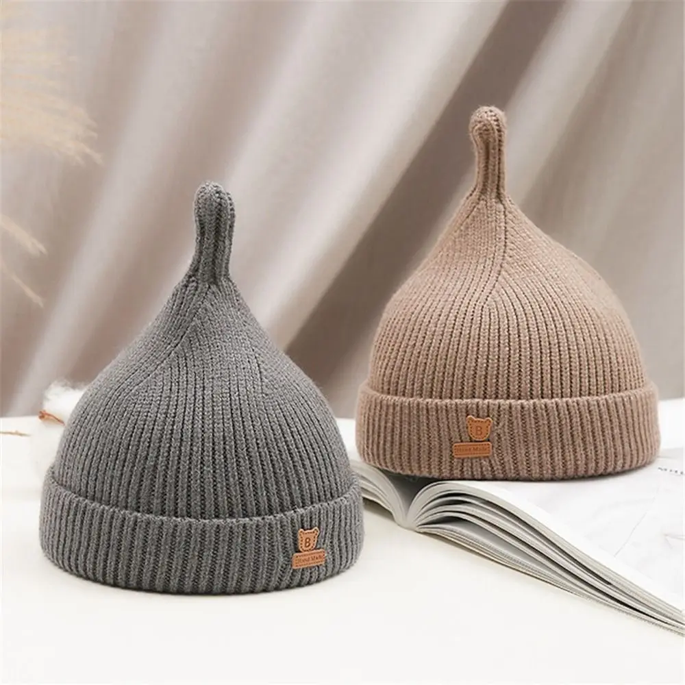 0-1Y Thicken Girl Boy Autumn Winter Warm Elastic Infant Knitted Hat Soft Baby Beanies Toddler Hats Drop Shape Cap