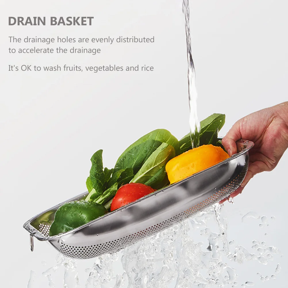 

1Pcs Premium Stainless Steel Vegetable Washing Basin - Multi Functional Drain Basket for Kitchen Fruit Cleaning Rapid Drainage