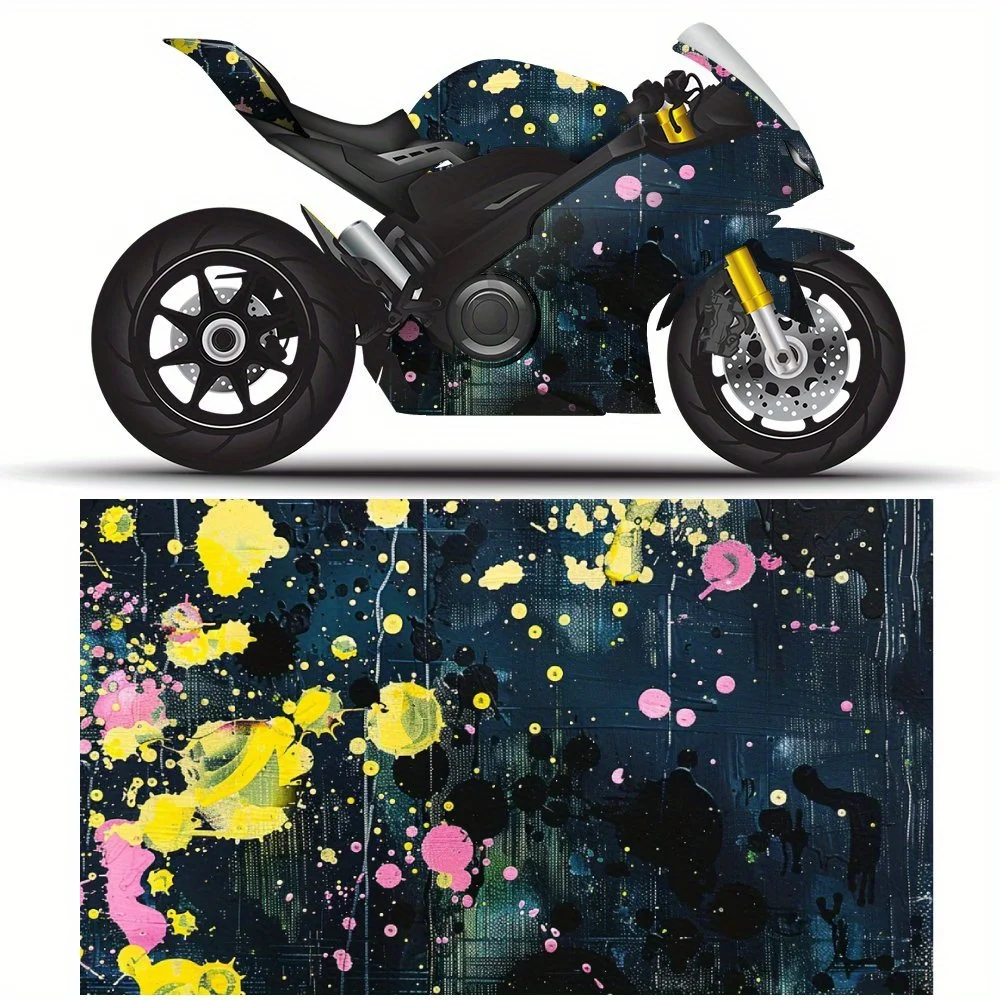 

Psychedelic Floral Spray, Motorcycle Graffiti Stickers, Neon Contrast，Motorcycle Vinyl Wrap, Waterproof Removable Decal Sticker,
