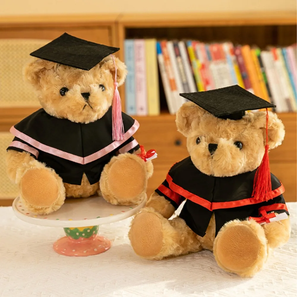 Bachelor Hat Doctor Cap Graduation Bear Doll Academic Dress Cute Bachelor Bear Plush Toy Stuffed Soft Bear Animal Doll