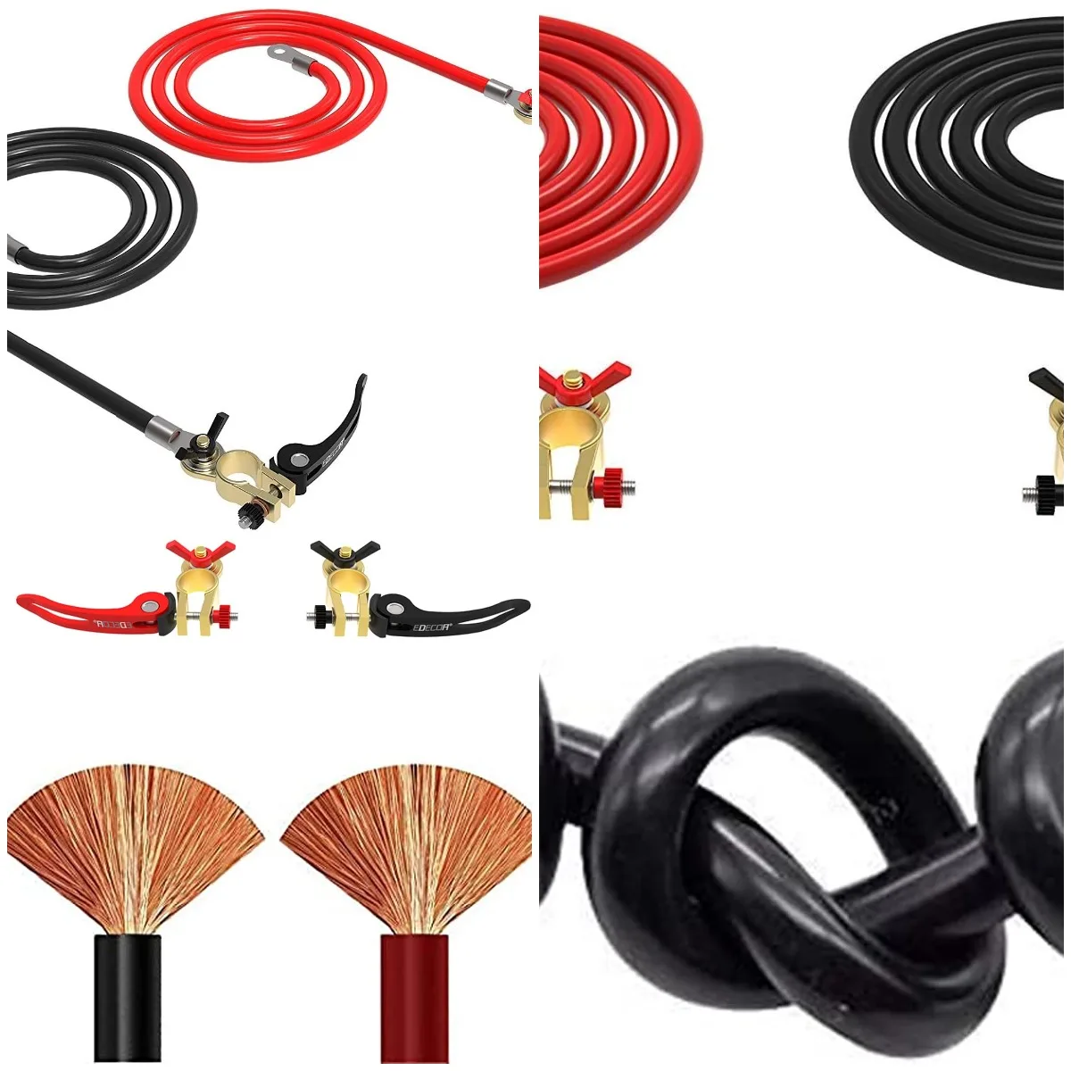 

Battery Cables 3 AWG 1m Pure Copper Inverter Cables for Car, Power Inverter, RV, Boat