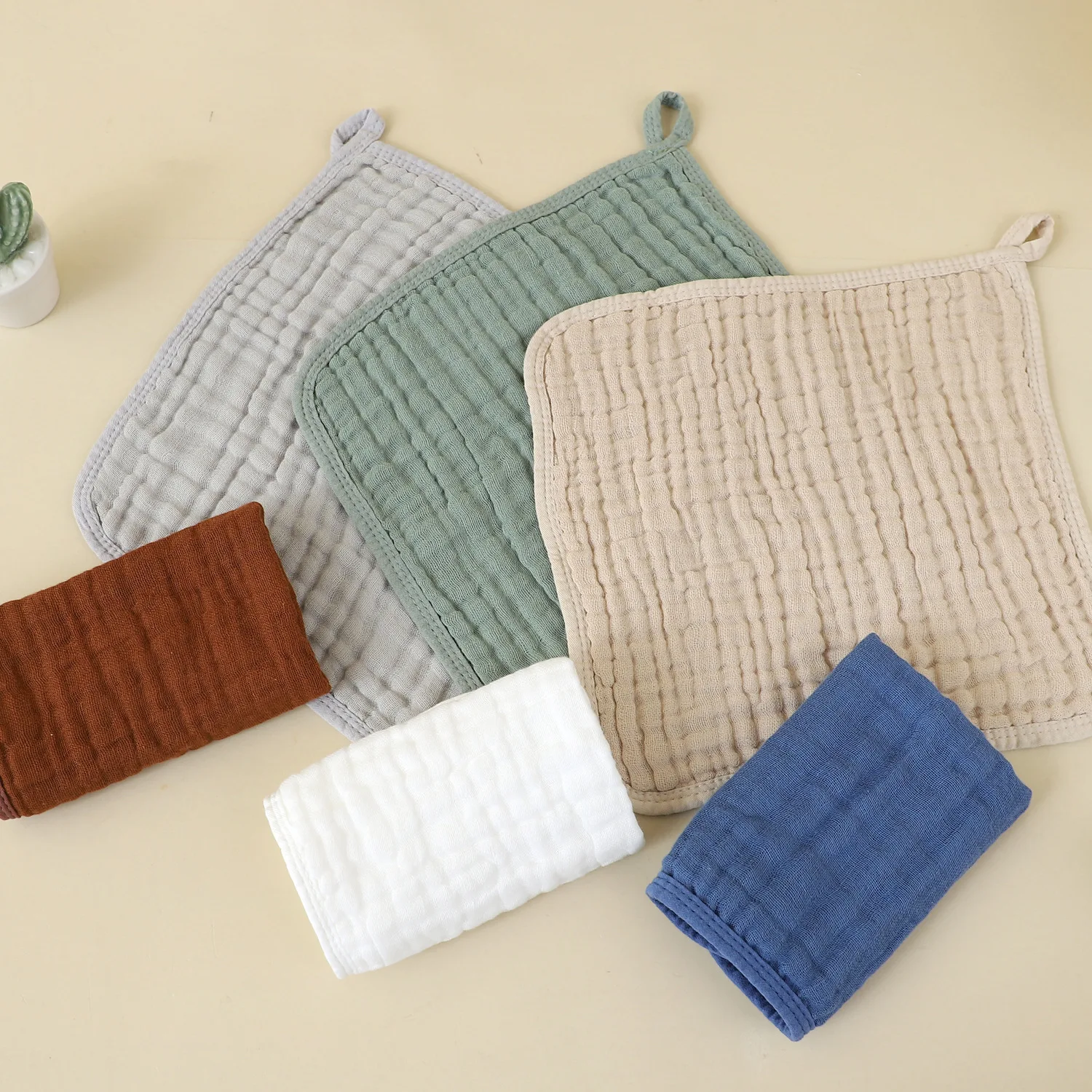 6pcs Soft Cotton Baby Towels Wipe Burp Cloths Absorbent Gauze Muslin Square Face Towel Handkerchief Baby Bath Feeding Washcloth