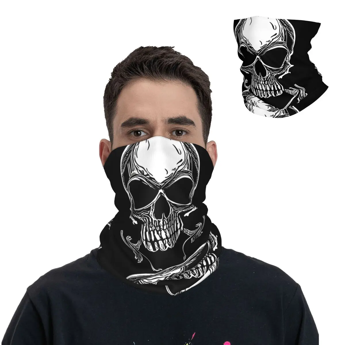 Skull, Crossbones Or Skeleton Bandana Neck Gaiter Printed Motorcycle Club West Coast Choppers Wrap Scarf Running Unisex Adult