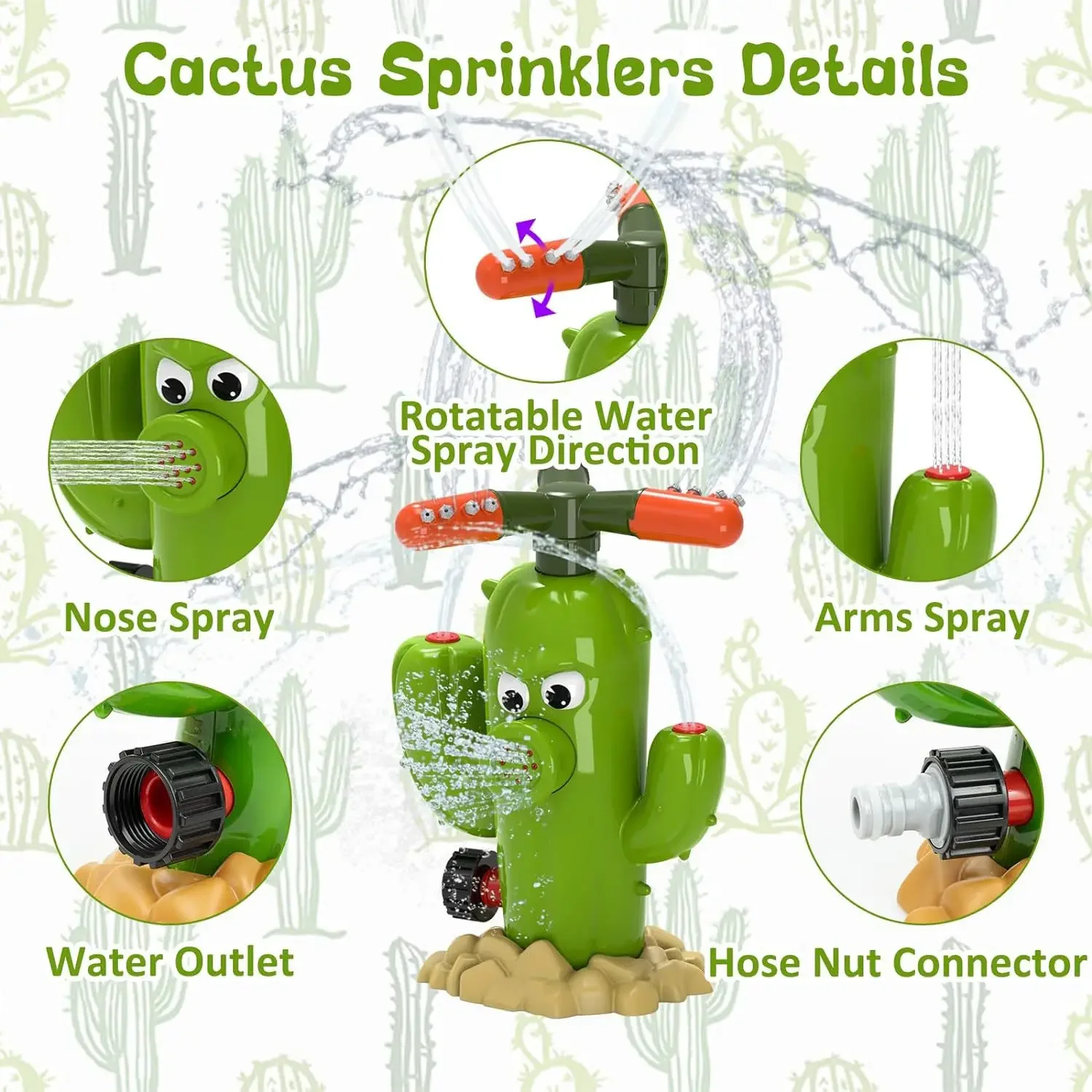 

Outdoor Spray Cactus Spinning Nozzle Automatic Spray Patio Garden Play Toys Household Watering