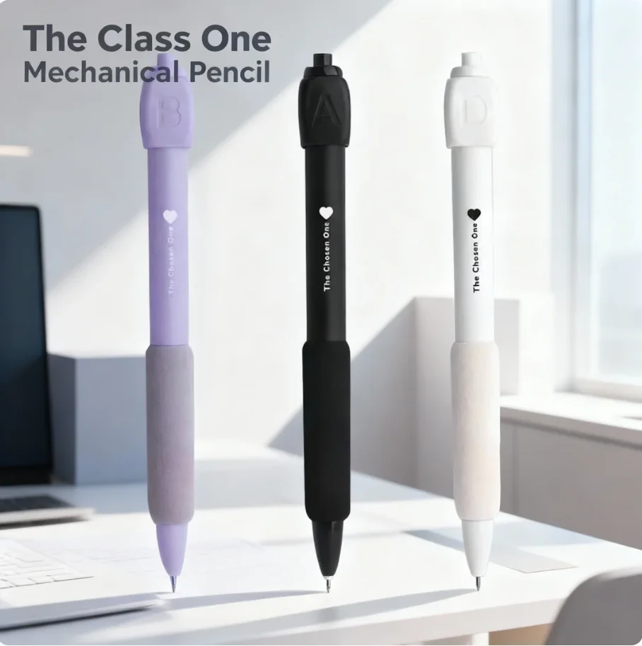 2 pcs 0.5mm Neutral Pen Black Rotate Decompression ABCD Press Exam Pen for Tablet