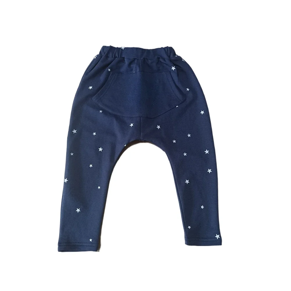 

cotton and stretch boys pants loose star print big pocket girl trousers