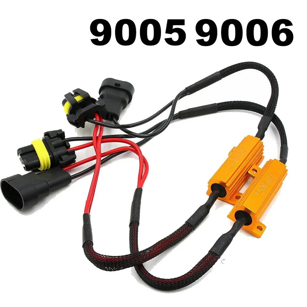 

9005/9006 Автомобильный резистор, рассеиватель ошибок, светодиодный декодер для светодиодного резистора нагрузки, комплект 50 Вт, декодер лампы для фар, провод из чистой меди