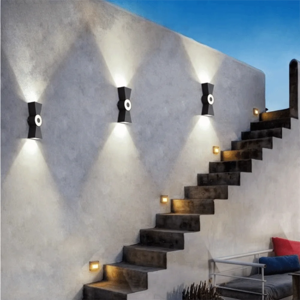 Waterproof LED Outdoor Wall Light Rust Resistant Soft Warm Light Double Head Up Down Light Aluminum Alloy Housing Bowtie Shape