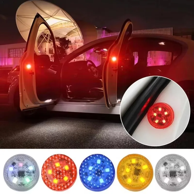 1/2/4Pcs Car Opening Door Safety Warning Anti-collision Lights Magnetic Sensor Strobe Flashing Alarm Lights Parking Lamp