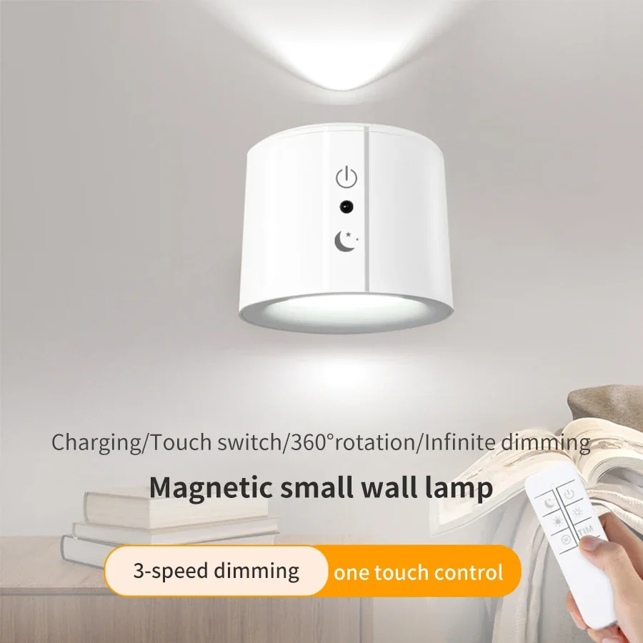 LED Wall Sconces Light Touch Control Double Head Wall Lamp 360 Rotatable 3Colors Wall Lights Wireless Night Lights Bedroom Light