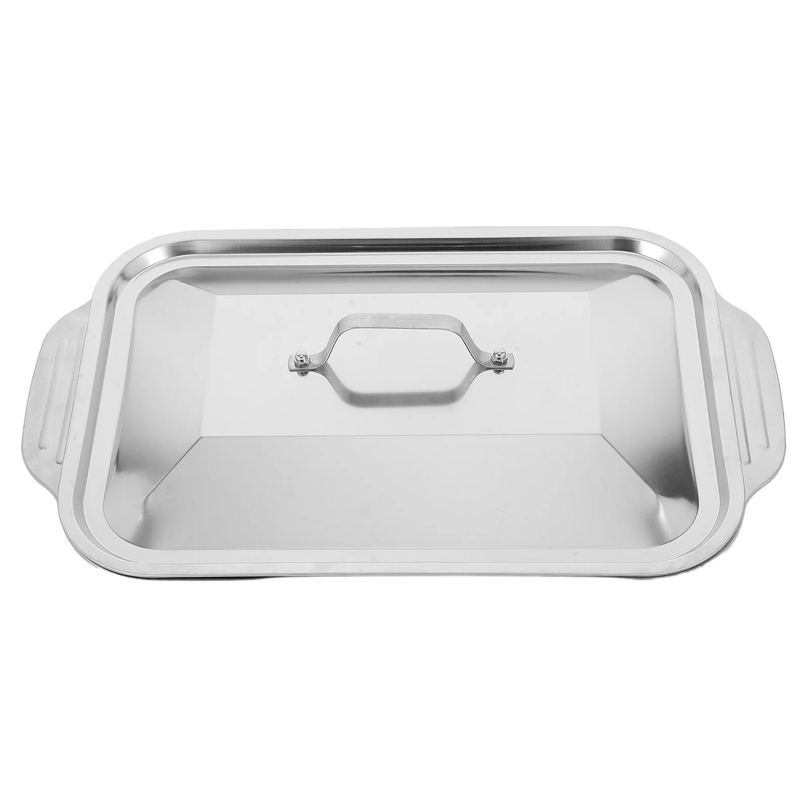 

1 Set Heavy Duty Stainless Steel Baking Sheet with Lid Roaster Pan for Oven Grilling Pizza Fish Cakes Deep Turkey Tray