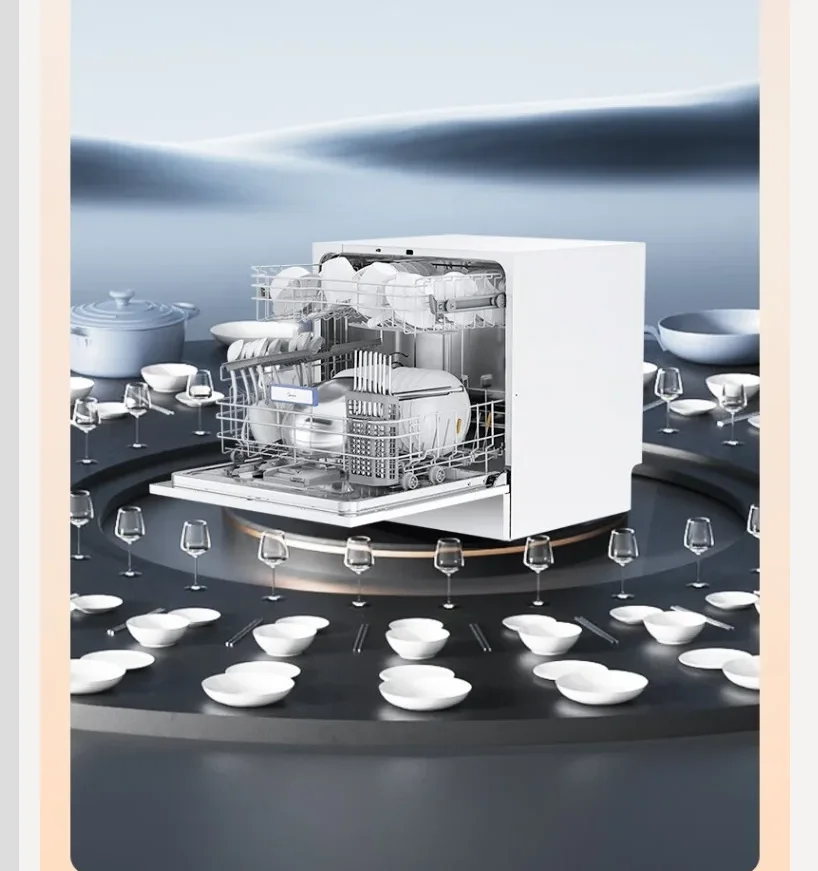 غسالة أطباق صغيرة ميديا AQ80S بقوة 220 فولت أوتوماتيكية بالكامل مع باب تلقائي لسطح المكتب المنزلي CBD #3