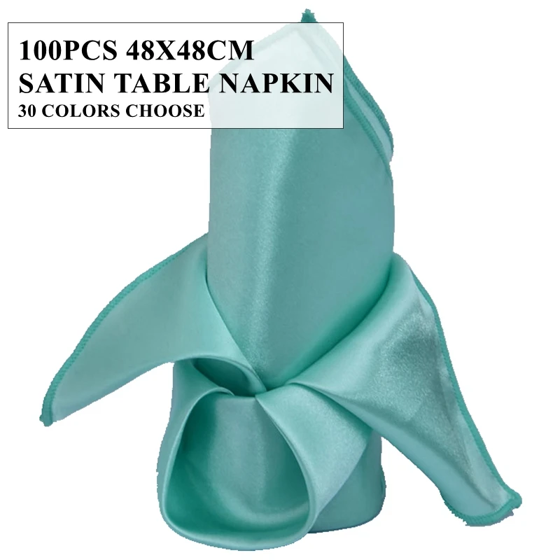 100pcs Satin Table Napkin 48x48cm Party Banquet Tablecloth Linen Napkins For Event Wedding Decoration