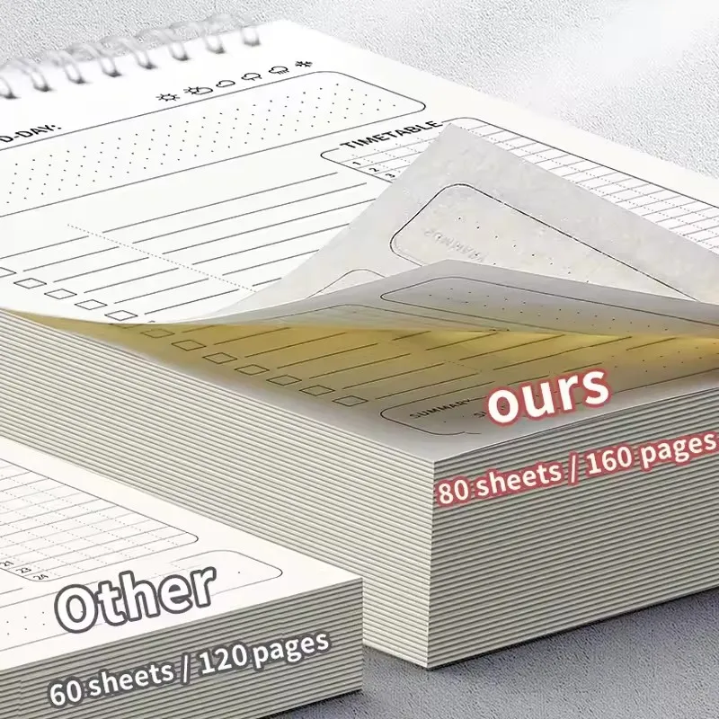 1 قطعة جدول مخطط دوامة A5 دفتر جداول الخطة اليومية للقيام قائمة المفكرة 160 صفحة سميكة مكتب اللوازم المدرسية القرطاسية