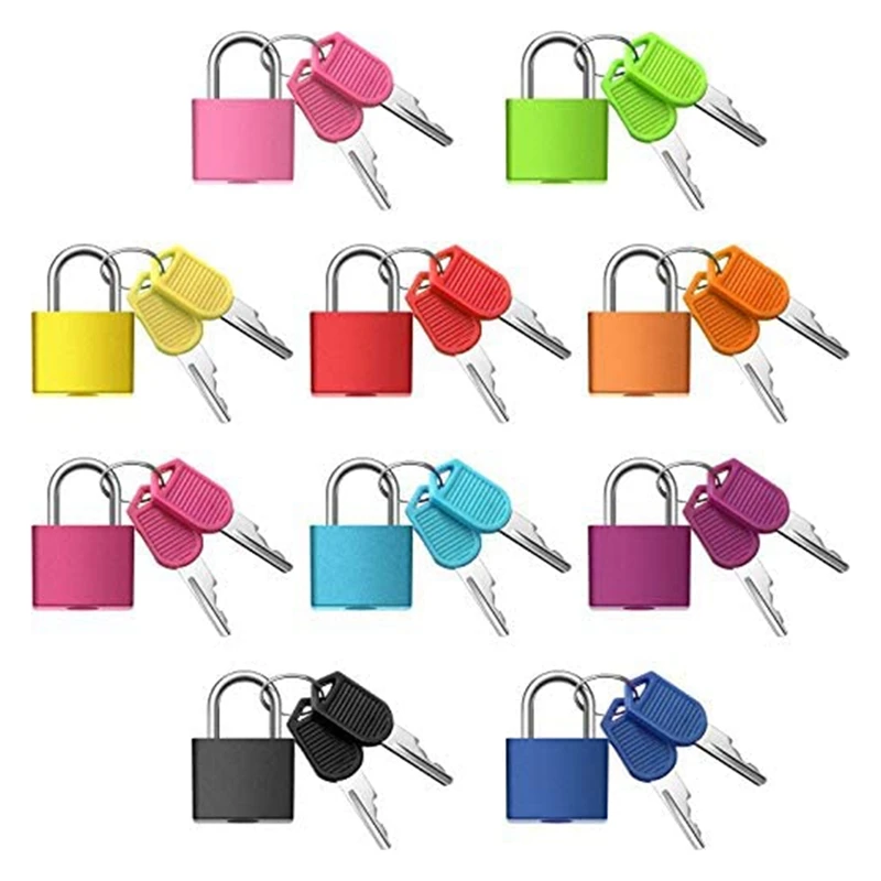 Hot 10 Pack Suitcase Locks With Keys,Multicolor Small Luggage Padlocks Metal Padlocks For School Gym Classroom Matching Game