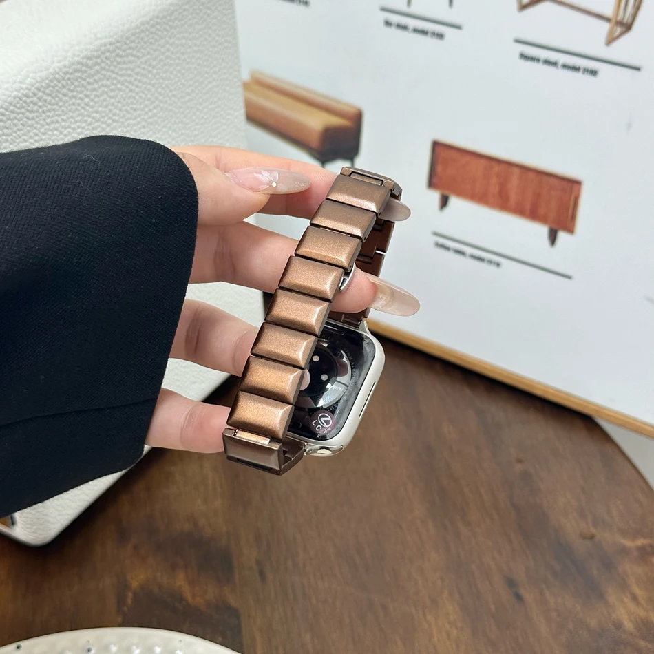 Chocolate Metal Strap For Apple Watch Band 38mm 40/41mm 44mm 42mm 45mm 49mm Luxury Bracelet iWatch Series 9 8 7 6 5 4 3 SE Ultra