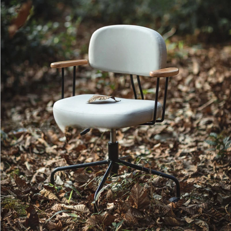 Nordic Computer Chair Steel Feet, Retro Office Desk, Comfortable Study Swivel Seat, Computer Chair