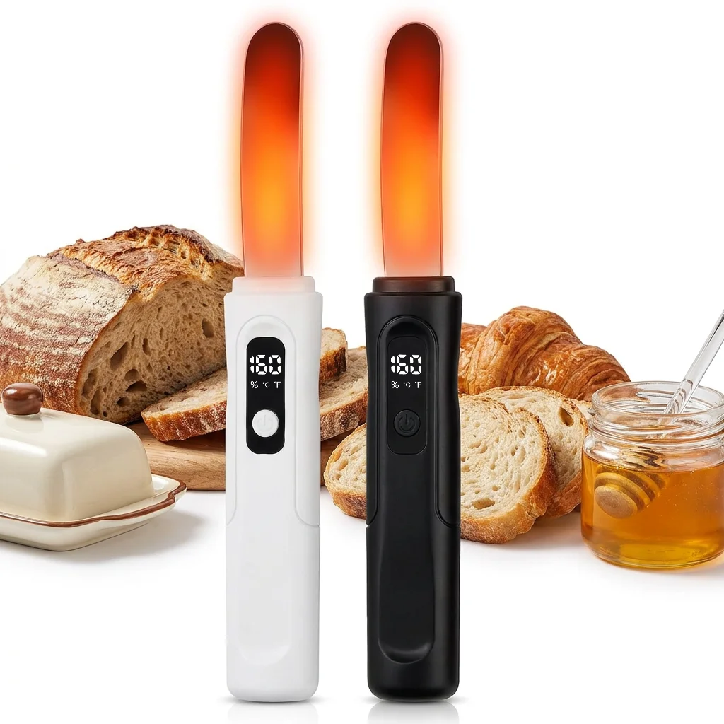 Smart Heating Butter Knife Spreader Electric with 2 Adjustable Temperature Settings Led Display Ip68 Waterproof Stainless Steel