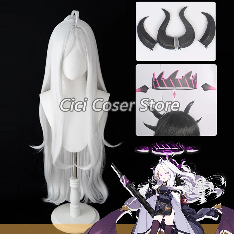 Game Blue Archive Sorasaki Hina Cosplay Wig White Long Hair Hina Horns Halo Halloween Party Carnival Roleplay Props Headwear