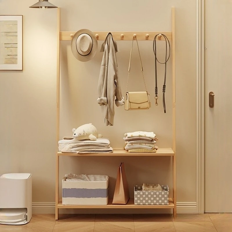 ey-simple floor-to-ceiling wood coat rack living room bedroom hanger cabinet modern multi-functional